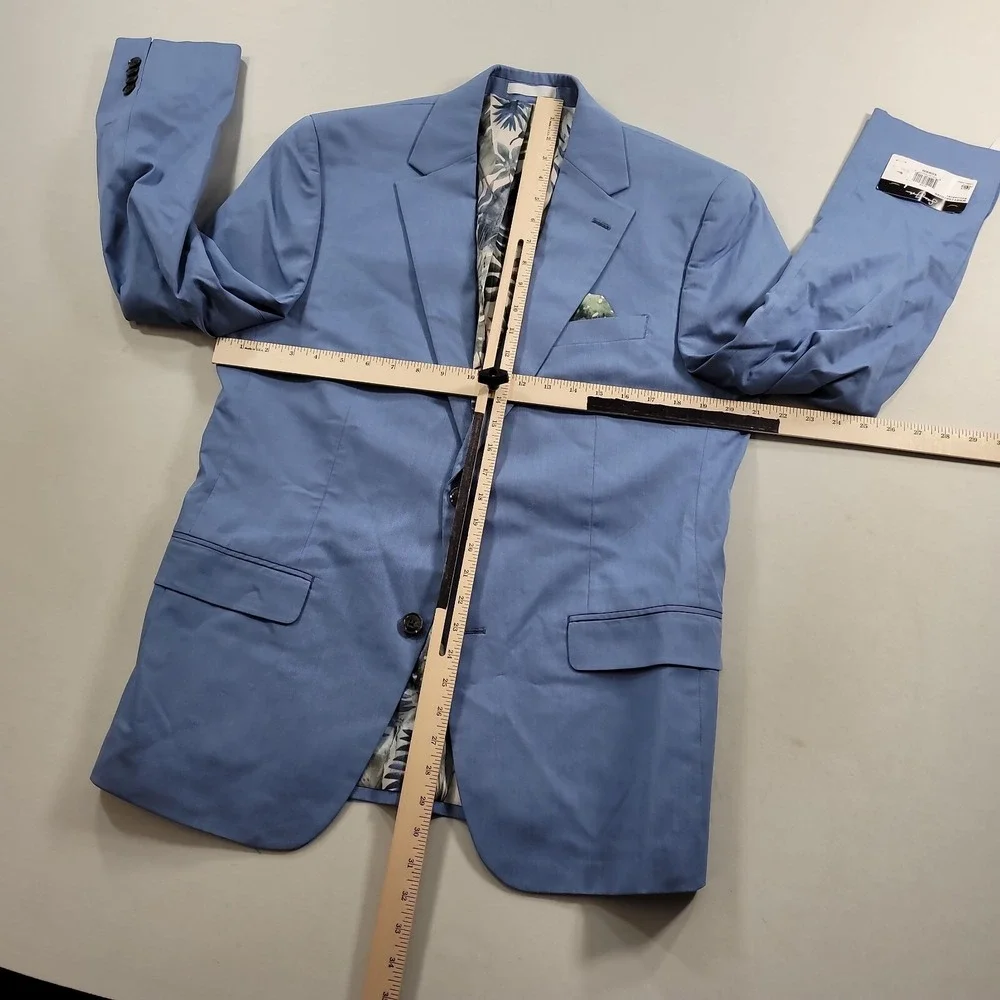 Sean John Solid Suit Jacket Mens‎ 40R 40 Light Blue Classic-Fit Cotton Blend NEW